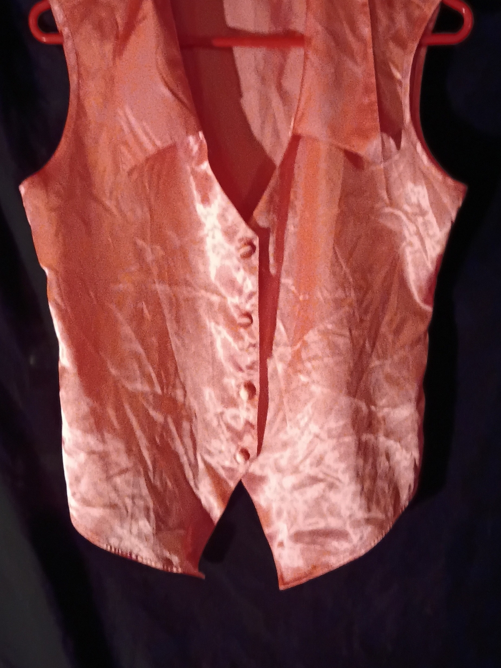 Women's Coral Satin Button-Front Vest - Sleeveless Dress Vest